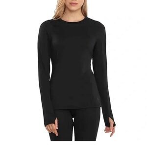 Spyder Active Black Brushed Fleece Long Sleeve Crewneck Top, Women’s Size <307>